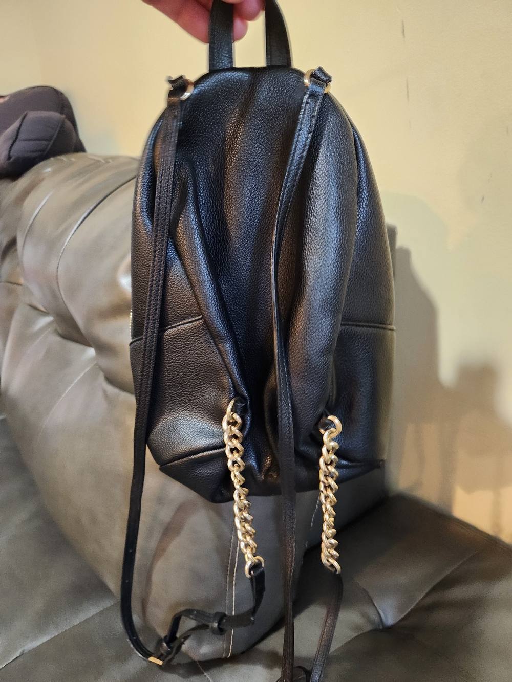 Victoria's Secret Black Mini Backpack with Gold Studs & Chain - Picture 6 of 13